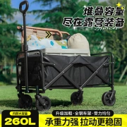 Mondofo Camper Outdoor Cart Camping Cart Camp Car Camping Equipment Folding Picnic Small Cart Wagon [Black Wheel] Field Cart