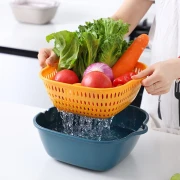 Box home drain basket washing fruit basket washing vegetable basket kitchen rack plastic storage basket thickened sink washing rice basket thickened drain basket 6-piece set