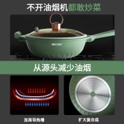 Sister-in-law KSISE wok non-stick pan with titanium micro pressure cooker healthy anti-stick wok pan household gas stove induction cooker universal with steamer [green] with titanium micro pressure wok 32cm + steamer