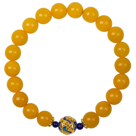 Aucini beeswax bracelet natural amber old beeswax lapis lazuli with cloisonné enamel multi-treasure bracelet for ladies Aucini beeswax bracelet natural amber old beeswax lapis lazuli with cloisonné enamel multi-treasure bracelet for ladies