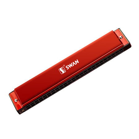 Swan SWAN 24 hole polyphony C harmonica tuning teaching position marked in red wine Swan SWAN 24 hole polyphony C harmonica tuning teaching position marked in red wine