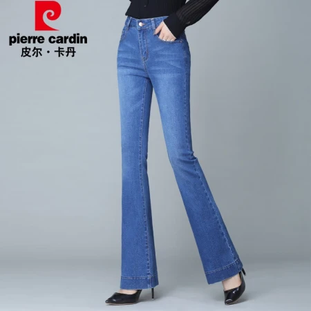 Pierre Cardin jeans women's summer high waist all-match elastic slim flared wide-leg pants trousers EPGMS1920 light blue size 29 Pierre Cardin jeans women's summer high waist all-match elastic slim flared wide-leg pants trousers EPGMS1920 light blue size 29