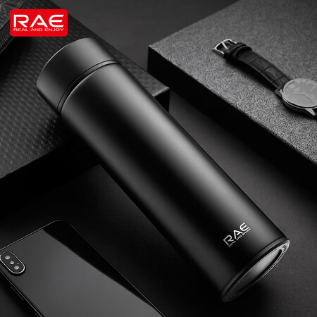 Ranye RAE Vacuum Mug with 304 stainless steel liner double-layer teacup insulated pot for men and women business fashion filter car tea student water cup 450ml black R3106 Ranye RAE Vacuum Mug with 304 stainless steel liner double-layer teacup insulated pot for men and women business fashion filter car tea student water cup 450ml black R3106