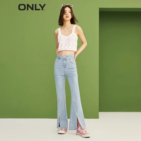 ONLY new design sense hollow high waist slim fit slit horn jeans women 122232035 J32210 washed denim blue 160/64A/SR ONLY new design sense hollow high waist slim fit slit horn jeans women 122232035 J32210 washed denim blue 160/64A/SR