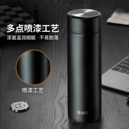 Ranye RAE Vacuum Mug with 304 stainless steel liner double-layer teacup insulated pot for men and women business fashion filter car tea student water cup 450ml black R3106 Ranye RAE Vacuum Mug with 304 stainless steel liner double-layer teacup insulated pot for men and women business fashion filter car tea student water cup 450ml black R3106