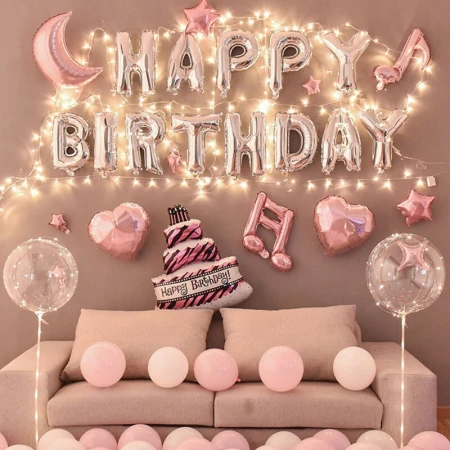 Onizi Birthday Decoration Balloon Scene Arrangement Romantic Adult Children Girls Party Happy Table Floating Silver Stars and Moons Onizi Birthday Decoration Balloon Scene Arrangement Romantic Adult Children Girls Party Happy Table Floating Silver Stars and Moons