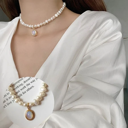 QIMEILA Jewelry Accessories Freshwater Pearl Round String Necklace Women Japanese and Korean Ladies Necklace Simple Fashion Creative Clavicle Chain Birthday Gift QIMEILA Jewelry Accessories Freshwater Pearl Round String Necklace Women Japanese and Korean Ladies Necklace Simple Fashion Creative Clavicle Chain Birthday Gift