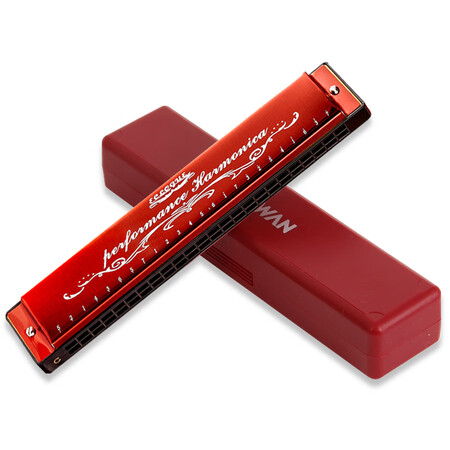 Swan SWAN 24 hole polyphony C harmonica tuning teaching position marked in red wine Swan SWAN 24 hole polyphony C harmonica tuning teaching position marked in red wine