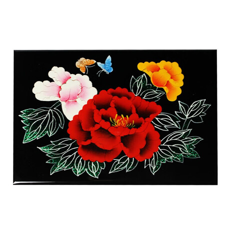 Nine-color jiucai jewelry box Pingyao push light lacquerware Hand-made collections for women’s day gifts Push light lacquer jewellery box Shanxi specialty products in full bloom with black background Nine-color jiucai jewelry box Pingyao push light lacquerware Hand-made collections for women’s day gifts Push light lacquer jewellery box Shanxi specialty products in full bloom with black background