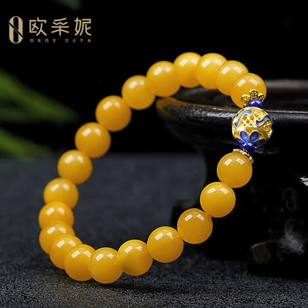 Aucini beeswax bracelet natural amber old beeswax lapis lazuli with cloisonné enamel multi-treasure bracelet for ladies Aucini beeswax bracelet natural amber old beeswax lapis lazuli with cloisonné enamel multi-treasure bracelet for ladies