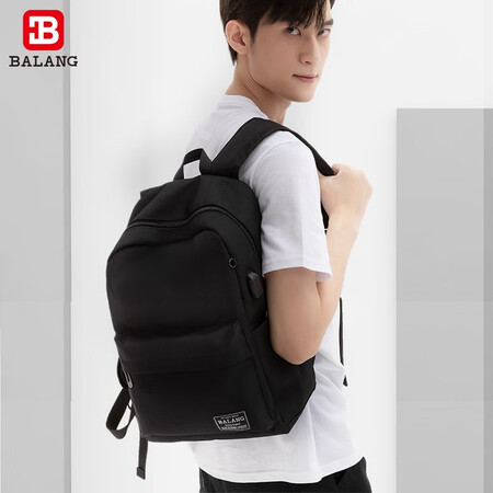 Balang backpack men's backpack large capacity fashion casual business travel laptop bag junior high school high school college student school bag black medium Balang backpack men's backpack large capacity fashion casual business travel laptop bag junior high school high school college student school bag black medium