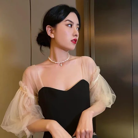 QIMEILA Jewelry Accessories Freshwater Pearl Round String Necklace Women Japanese and Korean Ladies Necklace Simple Fashion Creative Clavicle Chain Birthday Gift QIMEILA Jewelry Accessories Freshwater Pearl Round String Necklace Women Japanese and Korean Ladies Necklace Simple Fashion Creative Clavicle Chain Birthday Gift