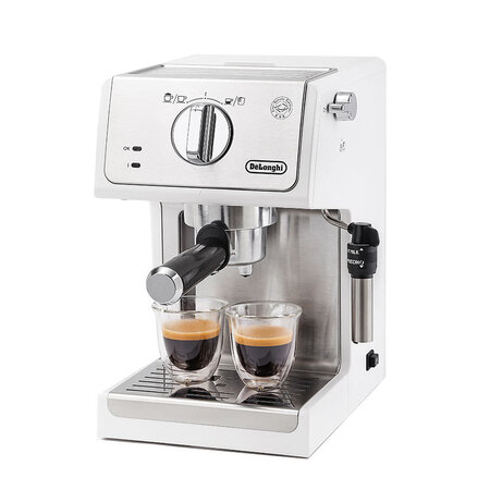 Delonghi coffee machine Fun enjoy series semi-automatic coffee machine espresso household pump pressure adjustable milk froth system ECP35.31.W white Delonghi coffee machine Fun enjoy series semi-automatic coffee machine espresso household pump pressure adjustable milk froth system ECP35.31.W white