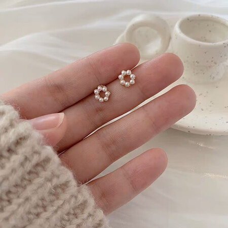 YYEU S925 Silver Gentle and Delicate Small Ring Pearl Earrings Minimalist Fresh and Wild Korean Mini Cute Earrings Female Ring Earrings YYEU S925 Silver Gentle and Delicate Small Ring Pearl Earrings Minimalist Fresh and Wild Korean Mini Cute Earrings Female Ring Earrings