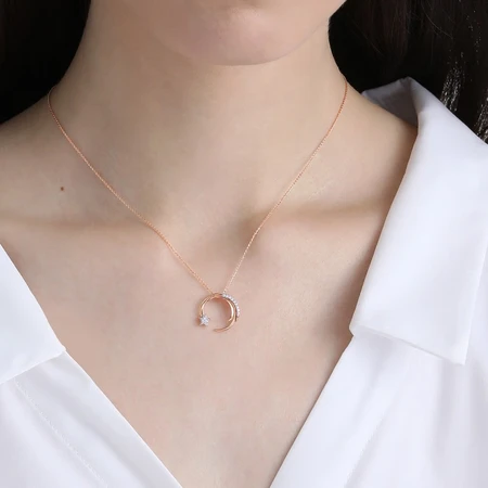 Chow Sang Sang Diamond Necklace 18K Gold Love Whisper Wish Star Color Gold Necklace Pendant Ins Style Female Model 90859U Priced at 47cm Chow Sang Sang Diamond Necklace 18K Gold Love Whisper Wish Star Color Gold Necklace Pendant Ins Style Female Model 90859U Priced at 47cm