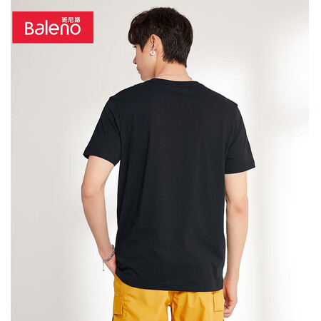 Baleno Baleno short-sleeved t-shirt men's cotton fashion solid color round neck loose top simple basic youth fashion comfortable compassionate casual bottoming shirt round neck-00A pure black XL Baleno Baleno short-sleeved t-shirt men's cotton fashion solid color round neck loose top simple basic youth fashion comfortable compassionate casual bottoming shirt round neck-00A pure black XL