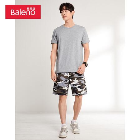 Baleno Baleno short-sleeved t-shirt men's cotton fashion solid color round neck loose top simple basic youth fashion comfortable compassionate casual bottoming shirt round neck-20E L Baleno Baleno short-sleeved t-shirt men's cotton fashion solid color round neck loose top simple basic youth fashion comfortable compassionate casual bottoming shirt round neck-20E L