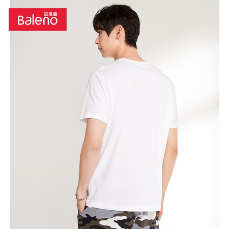 Baleno Baleno short-sleeved t-shirt men's cotton fashion solid color round neck loose top simple basic youth fashion comfortable compassionate casual bottoming shirt round neck-01W bleached M Baleno Baleno short-sleeved t-shirt men's cotton fashion solid color round neck loose top simple basic youth fashion comfortable compassionate casual bottoming shirt round neck-01W bleached M