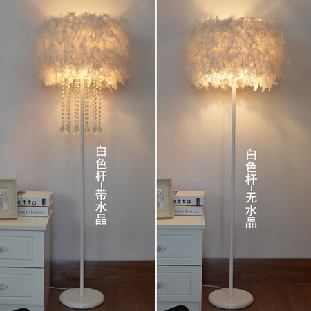 Jane Ni lighting net red white feather crystal vertical floor lamp living room study bedroom bedside anchor fill light small 3 watt LED Jane Ni lighting net red white feather crystal vertical floor lamp living room study bedroom bedside anchor fill light small 3 watt LED