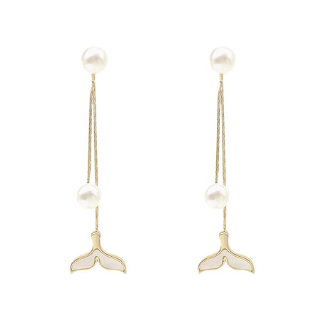 Moon with people pearl earrings long temperament earrings female 2021 Korean net red earrings new trendy fishtail pearl earrings pearl fishtail earrings Moon with people pearl earrings long temperament earrings female 2021 Korean net red earrings new trendy fishtail pearl earrings pearl fishtail earrings