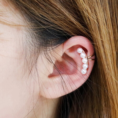Xiao Yi Song Jia the same pearl ear clip GiO jewelry Japan Akoya seawater pearl earrings fashion 18K gold non-pierced ear bone clip 18K rose gold pearl 4-4.5mm single Xiao Yi Song Jia the same pearl ear clip GiO jewelry Japan Akoya seawater pearl earrings fashion 18K gold non-pierced ear bone clip 18K rose gold pearl 4-4.5mm single