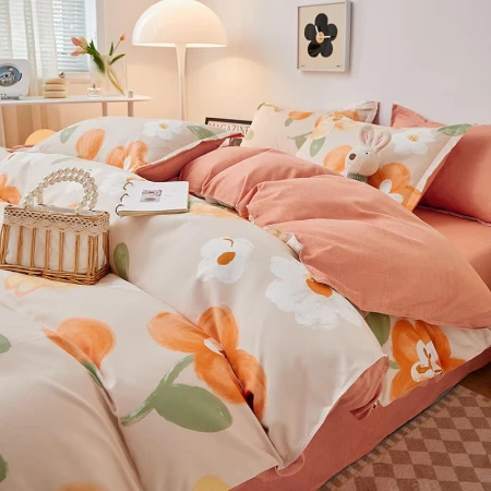Yalu brushed four-piece set small fresh printing set quilt cover sheet bedding four-piece set C Warm sun flowers blooming standard four-piece quilt cover 200x230cm Yalu brushed four-piece set small fresh printing set quilt cover sheet bedding four-piece set C Warm sun flowers blooming standard four-piece quilt cover 200x230cm