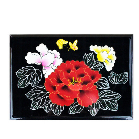 Nine-color jiucai jewelry box Pingyao push light lacquerware Hand-made collections for women’s day gifts Push light lacquer jewellery box Shanxi specialty products in full bloom with black background Nine-color jiucai jewelry box Pingyao push light lacquerware Hand-made collections for women’s day gifts Push light lacquer jewellery box Shanxi specialty products in full bloom with black background