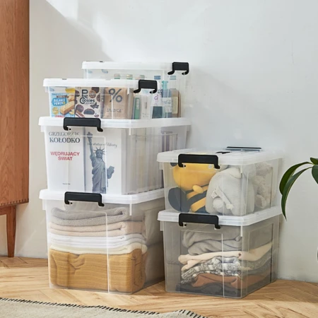 SPACEXPERT nearly right-angle hand-raised transparent plastic storage box 30L three mask storage box Lego toy storage box SPACEXPERT nearly right-angle hand-raised transparent plastic storage box 30L three mask storage box Lego toy storage box