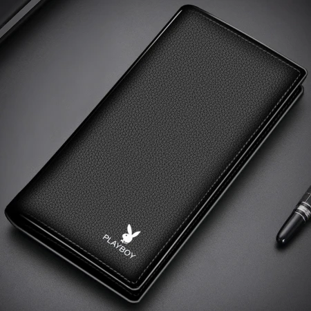 Playboy Wallet Men's Long Section Youth Top Layer Cowhide Multi-Card Wallet Men's Bag Thin Business Wallet Long Clip For Husband Boyfriend Father Gift Black Playboy Wallet Men's Long Section Youth Top Layer Cowhide Multi-Card Wallet Men's Bag Thin Business Wallet Long Clip For Husband Boyfriend Father Gift Black
