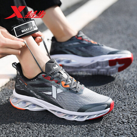 Xtep men's shoes sports shoes men's shock absorber 7th generation leather mesh shoes running shoes autumn and winter running shoes casual shoes men's sports shoes bag 7613 gray and black shock absorber 42 Xtep men's shoes sports shoes men's shock absorber 7th generation leather mesh shoes running shoes autumn and winter running shoes casual shoes men's sports shoes bag 7613 gray and black shock absorber 42
