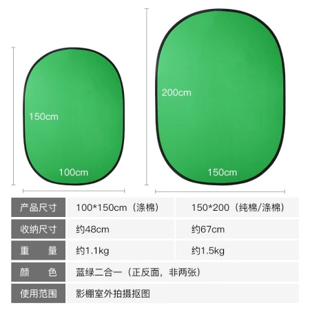 Beiyang blue and green double-sided green screen keying cloth background board portable outdoor shooting live broadcast photo green cloth background cloth foldable solid color two-in-one cotton reflective board camera equipment studio accessories 1.5*2M pure cotton material-recommended Beiyang blue and green double-sided green screen keying cloth background board portable outdoor shooting live broadcast photo green cloth background cloth foldable solid color two-in-one cotton reflective board camera equipment studio accessories 1.5*2M pure cotton material-recommended