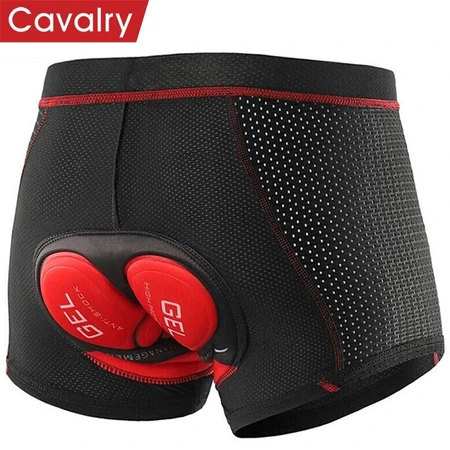 Cavalry cycling underwear shorts cycling clothing male and female silicone cushion breathable quick-drying mountain bike road bike pants seat cushion equipment black and red XL size Cavalry cycling underwear shorts cycling clothing male and female silicone cushion breathable quick-drying mountain bike road bike pants seat cushion equipment black and red XL size