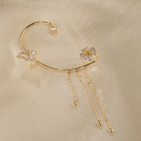 SHUFEN Zircon Butterfly Tassel Earrings No Ear Holes Advanced Sense Small Design Light Luxury Ear Bone Clip Fairy Ear Clip Earrings Female B5X501 Golden Zircon Butterfly Tassel Earhang Left Ear/Single SHUFEN Zircon Butterfly Tassel Earrings No Ear Holes Advanced Sense Small Design Light Luxury Ear Bone Clip Fairy Ear Clip Earrings Female B5X501 Golden Zircon Butterfly Tassel Earhang Left Ear/Single