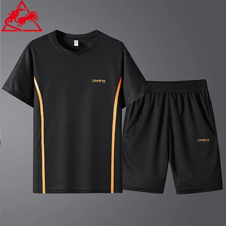 Lake rooster sports suit men's summer short-sleeved T-shirt new elastic comfortable breathable thin section quick-drying casual underwear 8805 black 4XL about 160-175 catties Lake rooster sports suit men's summer short-sleeved T-shirt new elastic comfortable breathable thin section quick-drying casual underwear 8805 black 4XL about 160-175 catties