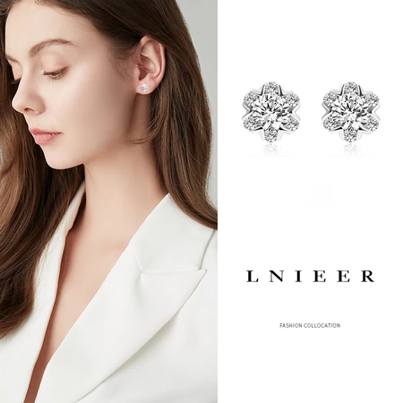 LNIEER diamond ear piercing 999 silver earrings women's ear sticks sleep free simple small earrings 2022 new trendy earrings autumn and winter 999 fine silver zircon earrings small 5mm LNIEER diamond ear piercing 999 silver earrings women's ear sticks sleep free simple small earrings 2022 new trendy earrings autumn and winter 999 fine silver zircon earrings small 5mm