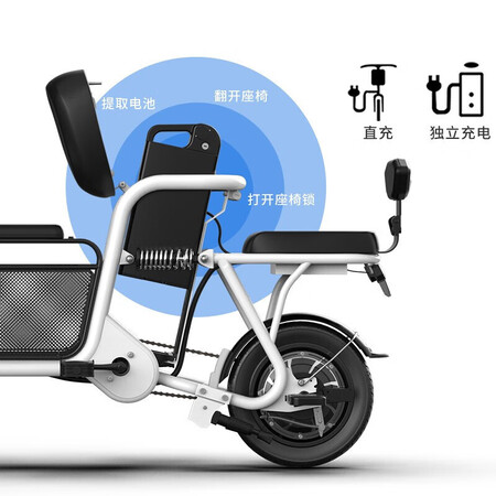 Qili electric bicycle lady with children new national standard folding electric bicycle small battery car for transportation three-seater three-person power-assisted battery car with two children luxury version 48V25A battery life 100 kilometers power-assisted battery life 200 kilometers Qili electric bicycle lady with children new national standard folding electric bicycle small battery car for transportation three-seater three-person power-assisted battery car with two children luxury version 48V25A battery life 100 kilometers power-assisted battery life 200 kilometers