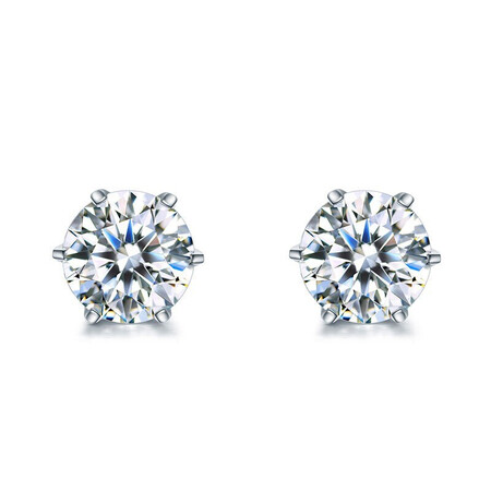 Xie Le White 18K Gold Inlaid 50-point Moissanite Diamond Earrings Classic Six-Claw Moissanite Earrings 18K Gold Earrings D Color/VVS1/3EX Hearts & Arrows Xie Le White 18K Gold Inlaid 50-point Moissanite Diamond Earrings Classic Six-Claw Moissanite Earrings 18K Gold Earrings D Color/VVS1/3EX Hearts & Arrows
