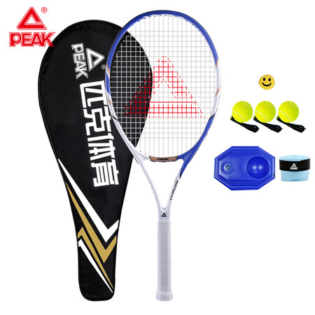 Peak PEAK tennis racket for men and women beginners professional carbon aluminum single PK-111 blue threaded with trainer, hand gel, 3 tennis balls, shock absorber Peak PEAK tennis racket for men and women beginners professional carbon aluminum single PK-111 blue threaded with trainer, hand gel, 3 tennis balls, shock absorber