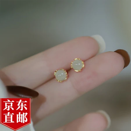 YYEU 925 silver earrings women's retro French style high-end atmosphere 2022 new temperament cold wind jade earrings gold retro jade earrings YYEU 925 silver earrings women's retro French style high-end atmosphere 2022 new temperament cold wind jade earrings gold retro jade earrings