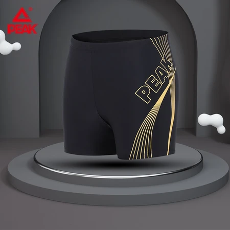 Peak swimming trunks men's swimsuit anti-chlorine comfortable flat-angle quick-drying not close-fitting hot spring vacation professional swimming trunks YS00102 black gold L Peak swimming trunks men's swimsuit anti-chlorine comfortable flat-angle quick-drying not close-fitting hot spring vacation professional swimming trunks YS00102 black gold L