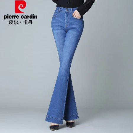 Pierre Cardin jeans women's summer high waist all-match elastic slim flared wide-leg pants trousers EPGMS1920 light blue size 29 Pierre Cardin jeans women's summer high waist all-match elastic slim flared wide-leg pants trousers EPGMS1920 light blue size 29