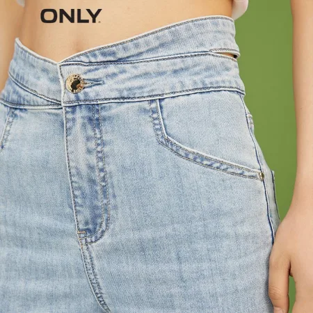 ONLY new design sense hollow high waist slim fit slit horn jeans women 122232035 J32210 washed denim blue 160/64A/SR ONLY new design sense hollow high waist slim fit slit horn jeans women 122232035 J32210 washed denim blue 160/64A/SR