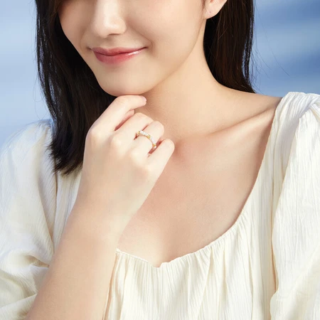 Saturday Blessing jewelry yellow 18K gold pearl ring women's style ins wind color gold K gold small gold pearl pearl ring simple style Saturday Blessing jewelry yellow 18K gold pearl ring women's style ins wind color gold K gold small gold pearl pearl ring simple style