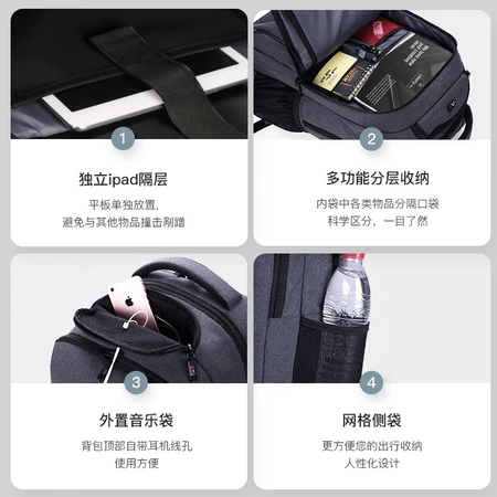 Victoria Traveler VICTORIATOURIST backpack computer bag 15.6 inches men's business waterproof backpack schoolbag V9006 gray Victoria Traveler VICTORIATOURIST backpack computer bag 15.6 inches men's business waterproof backpack schoolbag V9006 gray
