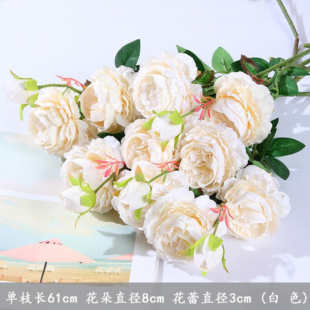 Liang Sheng, artificial peony, fake flowers, home living room decoration, dried flowers, table decoration, rose bouquet, wedding vase, flower arrangement, ceramic vase, floral set, Western peonies: 5 off-white Liang Sheng, artificial peony, fake flowers, home living room decoration, dried flowers, table decoration, rose bouquet, wedding vase, flower arrangement, ceramic vase, floral set, Western peonies: 5 off-white