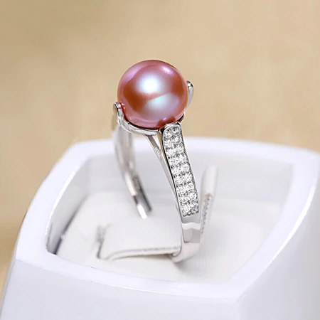Demi jewelry 8-9mm white steamed bun round freshwater pearl ring S925 silver birthday gift for girlfriend Demi jewelry 8-9mm white steamed bun round freshwater pearl ring S925 silver birthday gift for girlfriend