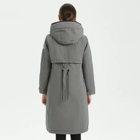 Jieao down jacket women's long windbreaker style cotton winter coat coat hooded ladies down jacket 7981308 6246# gray 170/L Jieao down jacket women's long windbreaker style cotton winter coat coat hooded ladies down jacket 7981308 6246# gray 170/L