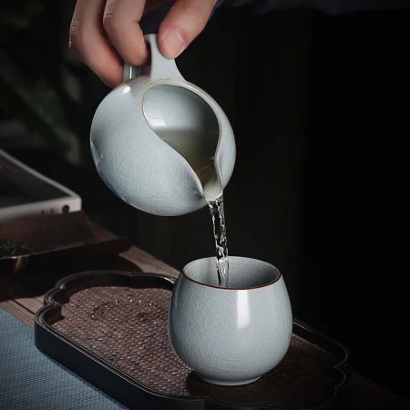 Longyin Ru kiln tea cup tea set ceramic tea tasting single cup open piece can keep the master cup home kung fu drinking tea personal cup Ru kiln master cup Longyin Ru kiln tea cup tea set ceramic tea tasting single cup open piece can keep the master cup home kung fu drinking tea personal cup Ru kiln master cup