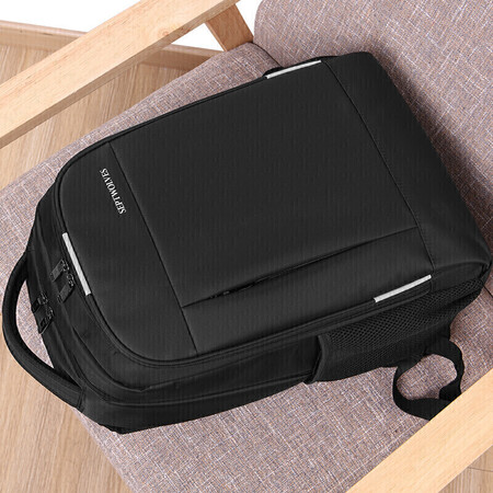 Seven wolves backpack 15.6-inch computer bag business casual commuter water repellent backpack male Oxford cloth large capacity school bag black CD001837-1A Seven wolves backpack 15.6-inch computer bag business casual commuter water repellent backpack male Oxford cloth large capacity school bag black CD001837-1A