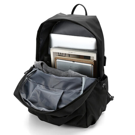 Backpack men's backpack large-capacity fashion casual business travel laptop bag high school college student school bag male trend USb charging bag 65199 black Backpack men's backpack large-capacity fashion casual business travel laptop bag high school college student school bag male trend USb charging bag 65199 black